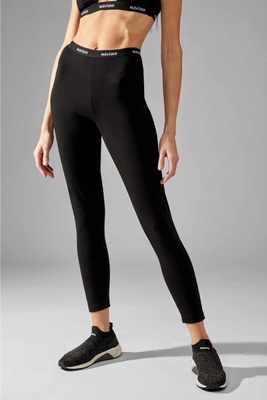 Cotton and stylish leggings black NEW YORK Naviale LH440-01, Black, L