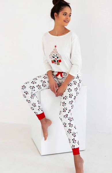 Пижама из хлопка молочная с рождественским принтом Panda Sensis S2020185