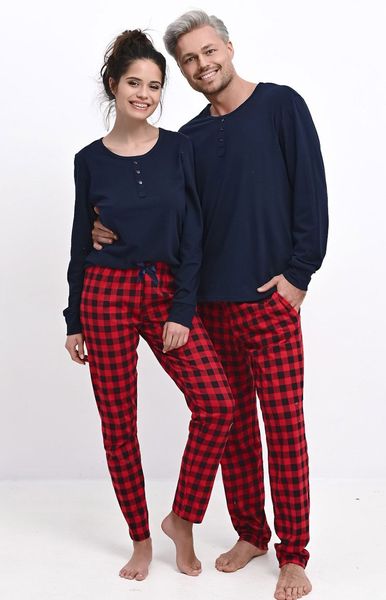 Men's cotton pajamas, dark blue Louie Sensis S2020198, Navy blue, M