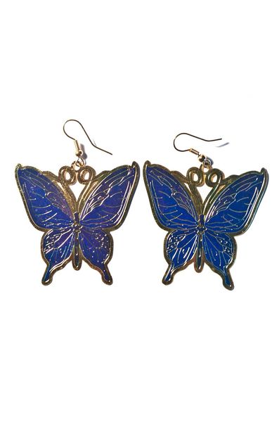 Серьги синие бабочки