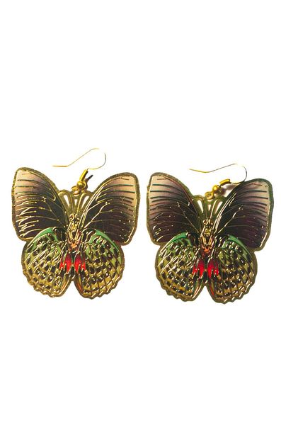 Серёжки бабочки с зелеными крылышками