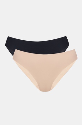 Seamless mid-rise slip panties beige/black (2 pcs.) INVISIBLE Kleo 144 M, COLOR MIX, L