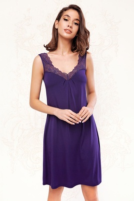 Сорочка из модала с цветочным кружевом Anabel Arto серо-фиолетовый 7027-6051