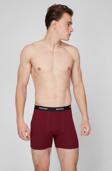 Comfortable men's long shorts with standard fit (2pcs) Bordeaux/charcoal melange Naviale MU232-01, бордо/темно-серый меланж, L