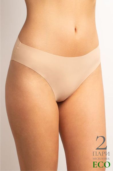 Seamless mid-rise slip panties beige/black (2 pcs.) INVISIBLE Kleo 144 M, COLOR MIX, L