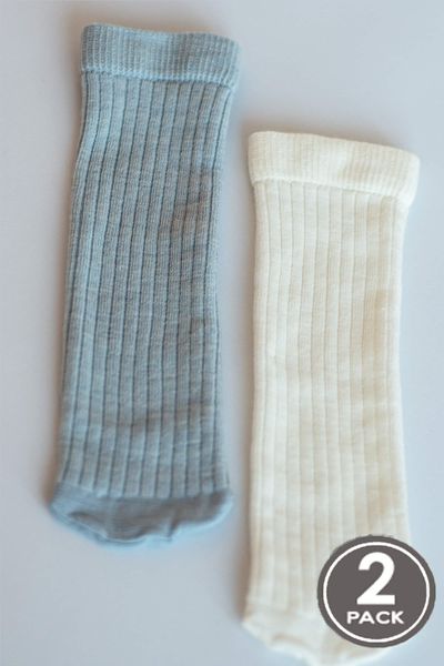 Тонкі теплі шкарпетки з вовни мериноса стандартної довжини ivory/light blue LEGS W12