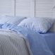 Комплект постельного белья голубой/голубая полоса из поплина, полуторный