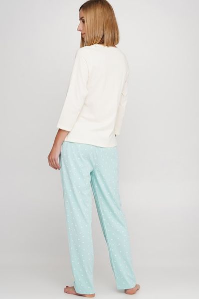 Хлопковая пижама джемпер и брюки Naviale Cookies цвет молочный/аква 100084