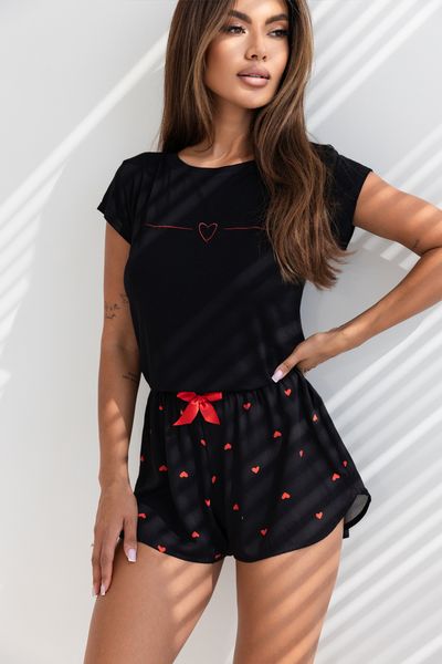 Viscose pajamas (T-shirt + shorts) black Love Whipsterl Sensis S2020204, Black