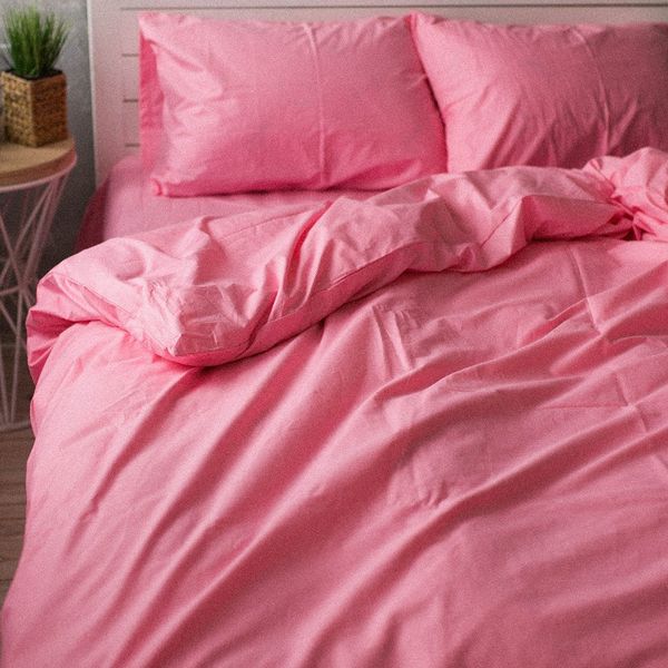Комплект постельного белья розовый из поплина