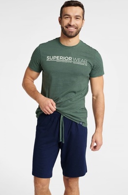 Бавовняна чоловіча піжама-двійка WEBBER зелена Henderson 40664, Зелений, 3XL