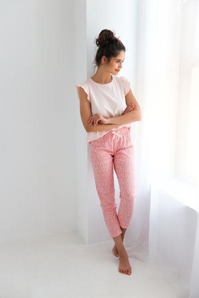 Cotton pajamas with apricot trousers Elena Sensis S2020227, Абрикосовий