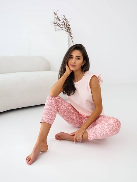 Cotton pajamas with apricot trousers Elena Sensis S2020227, Абрикосовий