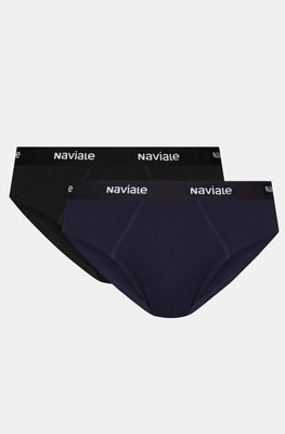 Stylish men's slip-on shorts with a standard fit (2 pcs.) black/blue Naviale MU202-01, black blue, L