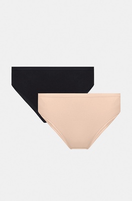 Cotton women's panties beige/black (2 pcs.) COTTON Kleo 3146 C, COLOR MIX, 3XL