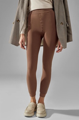 Thermal leggings with fur, beige LEGGINGS THERMO TWILL LEGS 667, Beige, L/XL