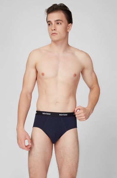 Stylish men's slip-on shorts with a standard fit (2 pcs.) black/blue Naviale MU202-01, black blue, L