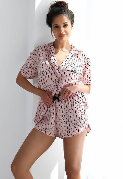 Піжама з віскози (сорочка + шорти) пудрова Emilia Sensis S2020213
