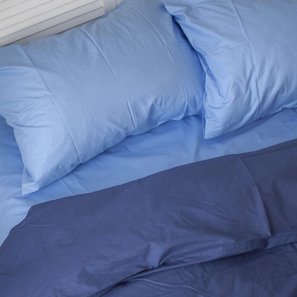 Комплект постельного белья голубой/деним из поплина