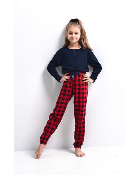 Children's pajamas for girls made of cotton, dark blue Bonnie kids Sensis S2020200, Navy blue, 110-116
