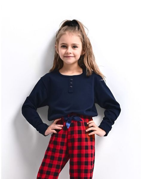 Пижама детская для девочки из хлопка темно-синяя Bonnie kids Sensis S2020200