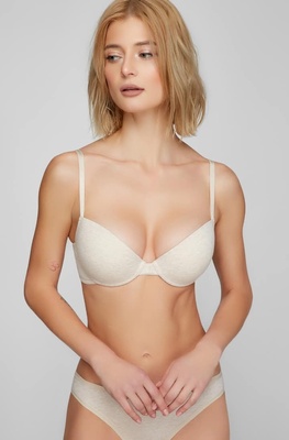 Push-up cotton bra with open neckline Kleo beige melange 206.00.02 С, Beige, 70D
