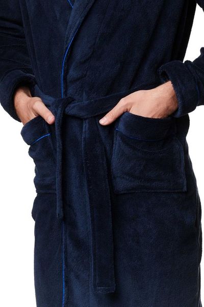 Мужской халат из велсофта синий Molto Henderson 39390, Синий, L
