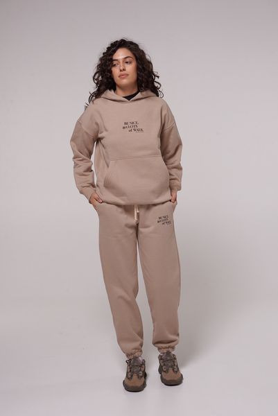 Women's jogger pants with fleece, sesame Luna LC005j, Пісочний, L