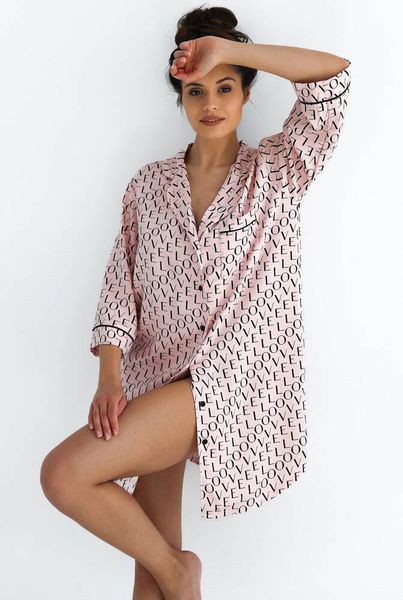 Ночная рубашка из вискозы на пуговицах пудровая Emilia Sensis S2020214
