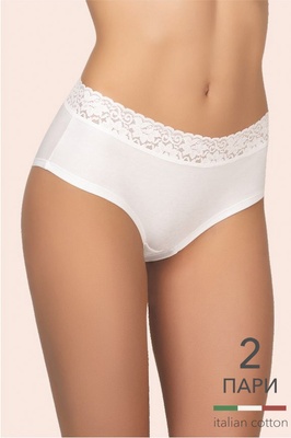 Comfortable women's panties - mid-rise shorts white/black (2 pcs.) Kleo 168 C, COLOR MIX, M