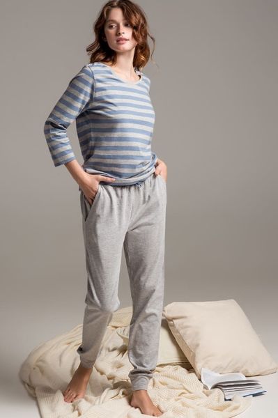 Хлопковая пижама Naviale Stripes сине-серая 100081