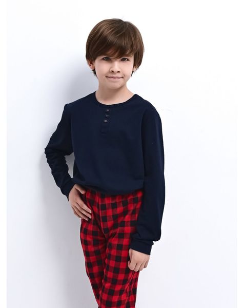 Пижама детская для мальчика из хлопка темно-синяя Loui kids Sensis S2020201