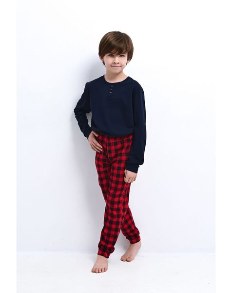 Пижама детская для мальчика из хлопка темно-синяя Loui kids Sensis S2020201