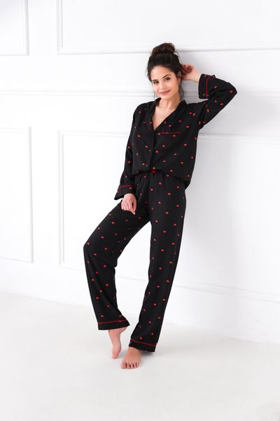 Пижама из вискозы (рубашка + брюки) черная Rolling in Love Sensis S2020206