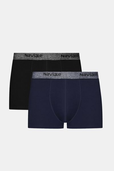 Мужские трусы шорты из хлопка черный/синий (2шт.) Naviale MU222-01