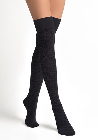 Хлопковые ботфорты с ромбами черные Parigina Rombi Cotone Legs L1520