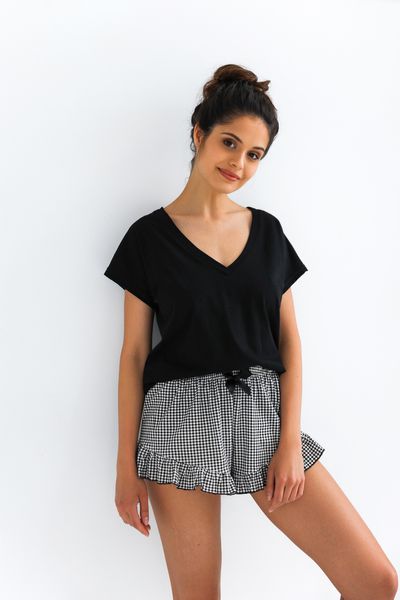 Пижама из хлопка (футболка + шорты) черная Chiara Sensis S2020215