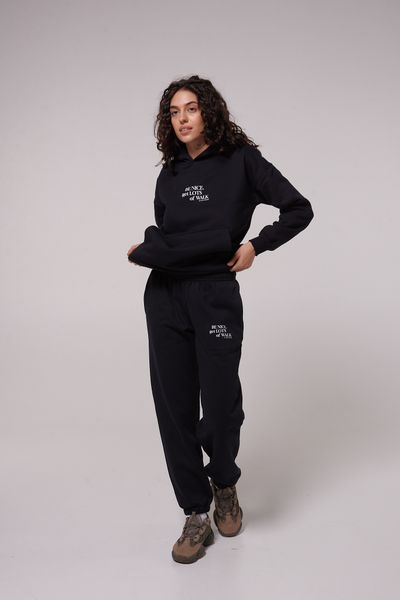 Women's jogging pants with fleece, black Luna LC005j, Чорний, XL