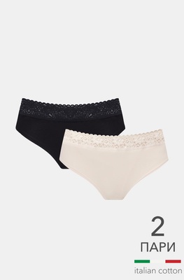 Comfortable women's panties - mid-rise shorts peon/black (2 pcs.) Kleo 168 C, COLOR MIX, M