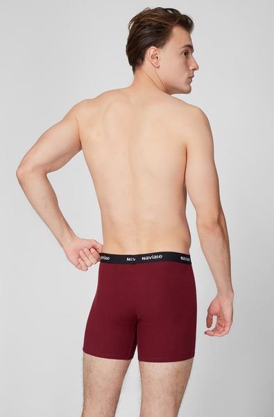 Comfortable men's long shorts with standard fit (2pcs) black/burgundy Naviale MU232-01, черный/бордо, L