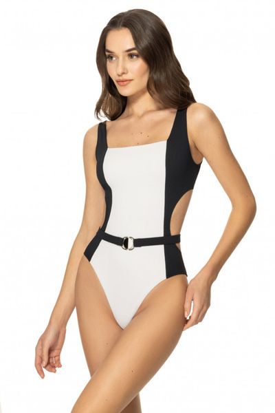 One-piece white and black swimsuit Lisabet Jasmine 6530/20, Біло-чорний, L