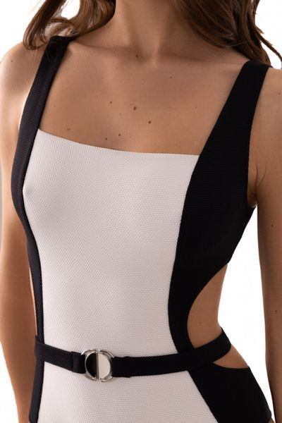 One-piece white and black swimsuit Lisabet Jasmine 6530/20, Біло-чорний, L