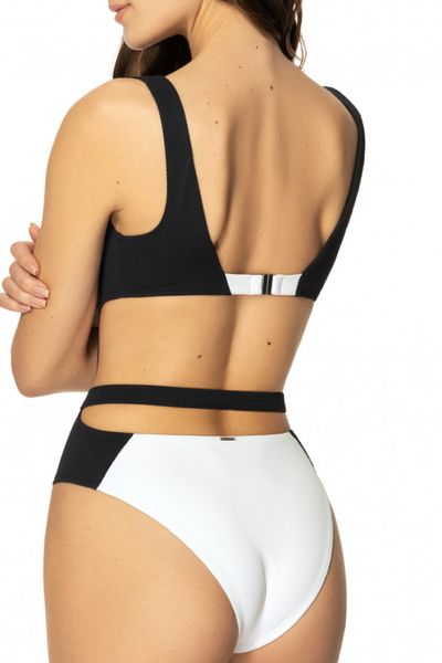 One-piece white and black swimsuit Lisabet Jasmine 6530/20, Біло-чорний, L