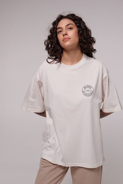 Oversized cotton T-shirt pearl Luna L020, Pearl, L