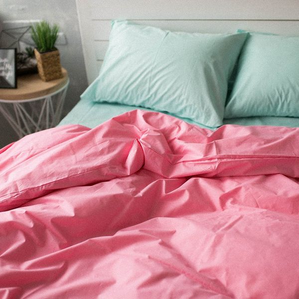 Комплект постельного белья розовый/мята из поплина