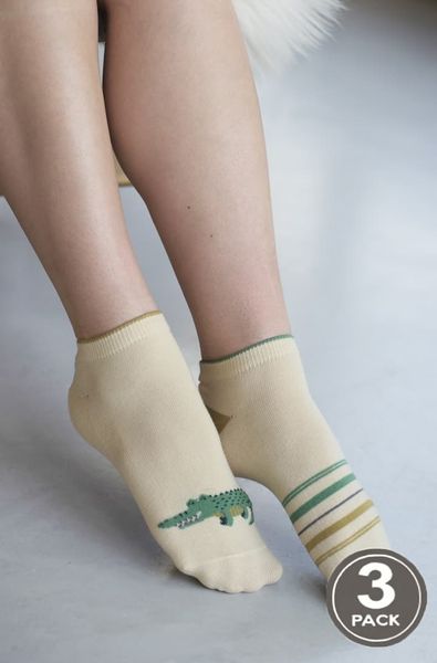 Women's cotton socks LEGS 120 SOCKS LOW (3 pairs), Milk, 36-40