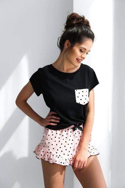 Cotton pajamas (T-shirt + shorts) black Juliana Sensis S2020209, Black
