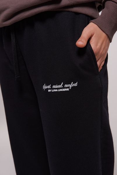 Women's jogging trousers three-thread loop black Luna LC001, Чорний, L