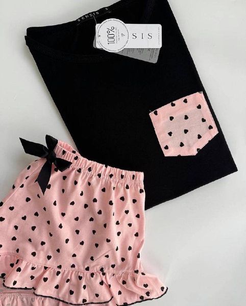 Cotton pajamas (T-shirt + shorts) black Juliana Sensis S2020209, Black
