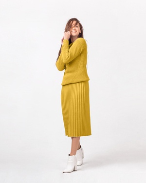 Комплект юбка плиссе и свитер в “Золотом” цвете LikeOn 21039